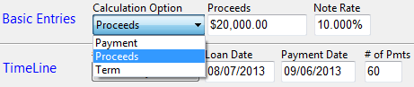 The WinLoan-32 also allows for 'what-if' consumer loan calculations where a desired payment amount is specified, and either the loan amount or loan term is computed.